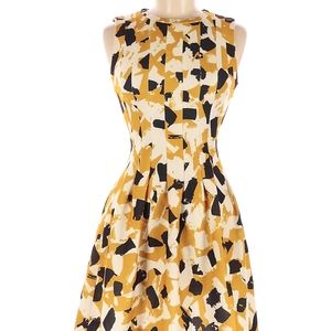 H&M, Floral Print, Size 10, Mini Dress, Yellow Black and Cream